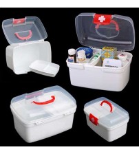 Double 2 Layers Pill Chest Medicine Bottle First Aid Kit Storage Container Box